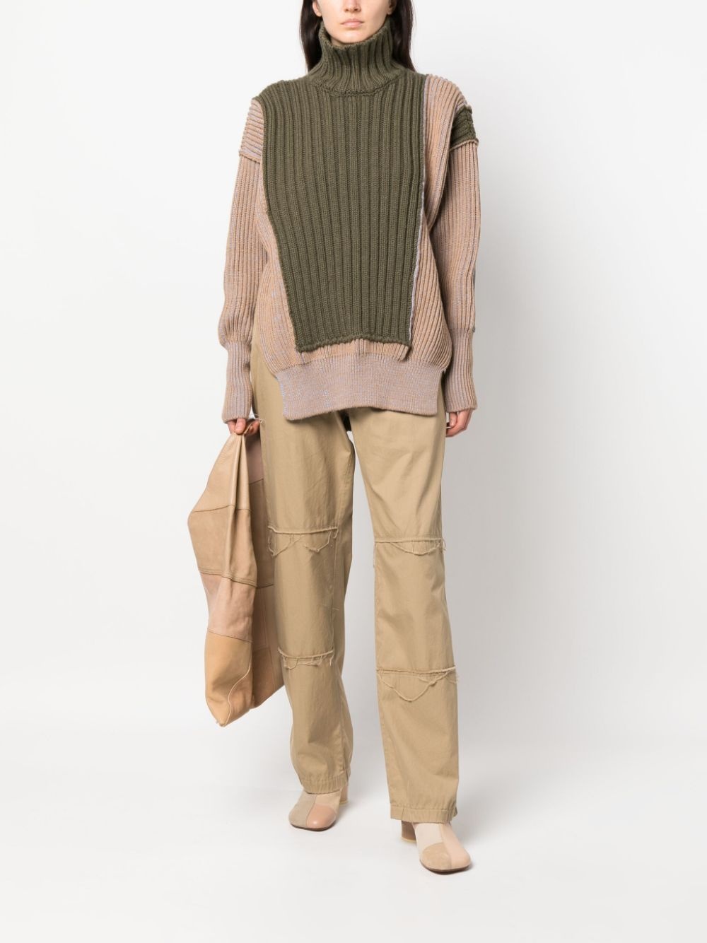 contrasting panel-detail chunky-knit jumper - 2