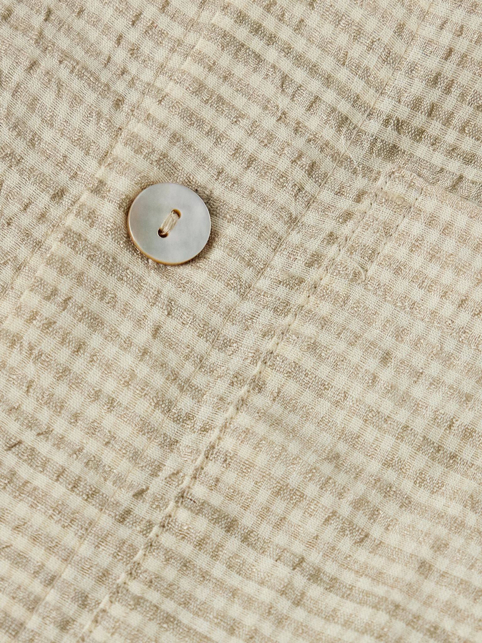 Checked Cotton and Silk-Blend Shirt Green - 4