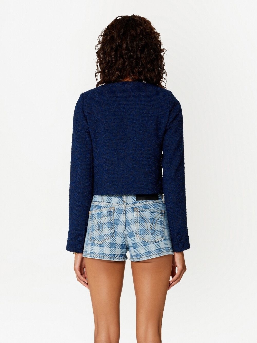 textured cropped jacket - 4