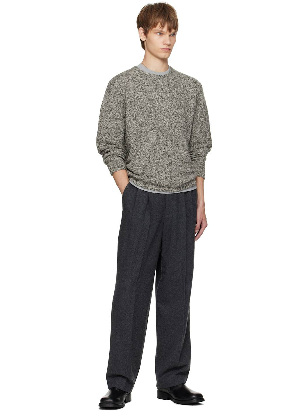 Black & White Airy Silk Wool Knit Sweater - 4