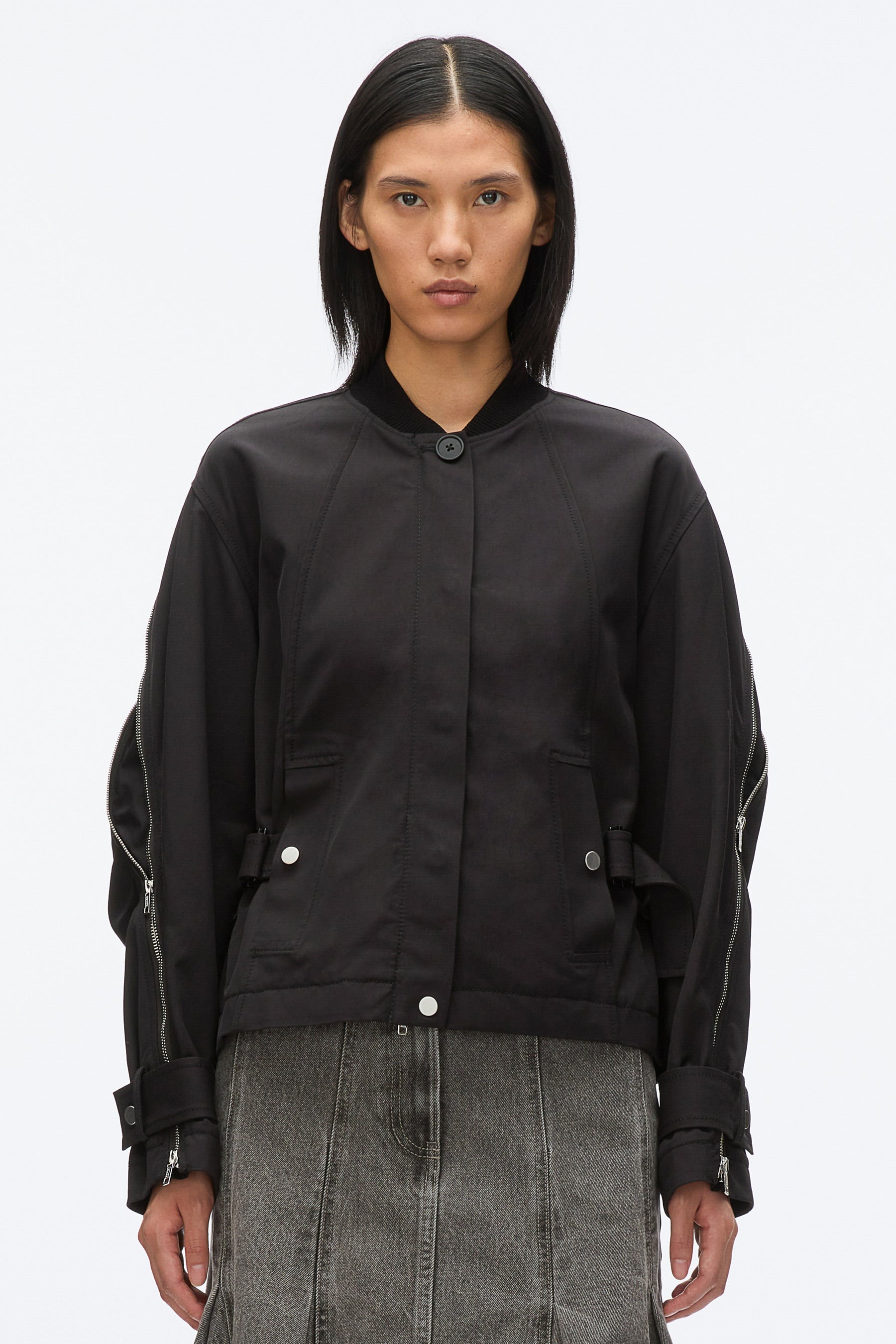 Zip Cocoon Back Bomber Jacket - 4