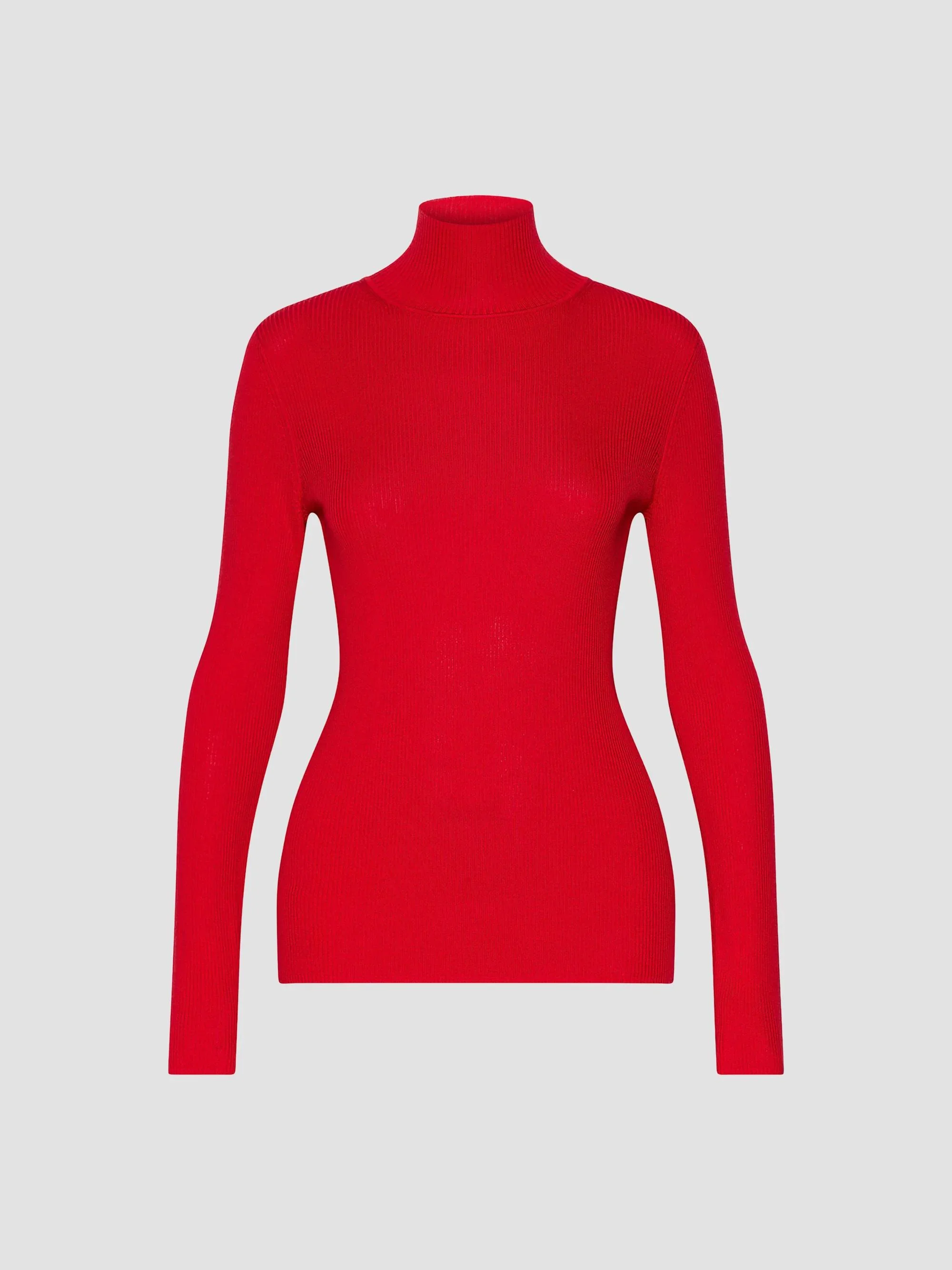 Women's Slim Fit Polo Neck Jumper - Red - 1