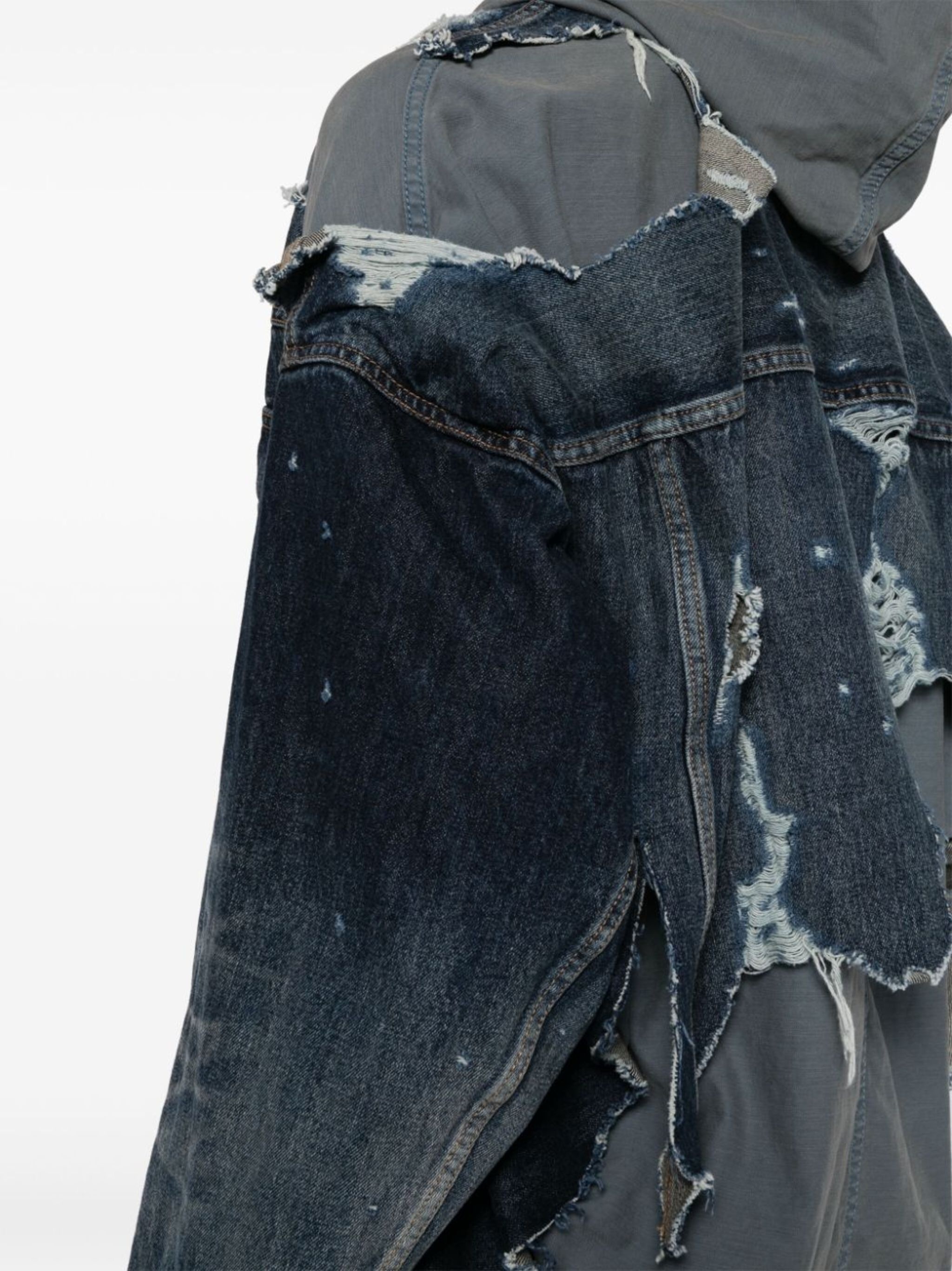 layered denim hooded jacket - 5