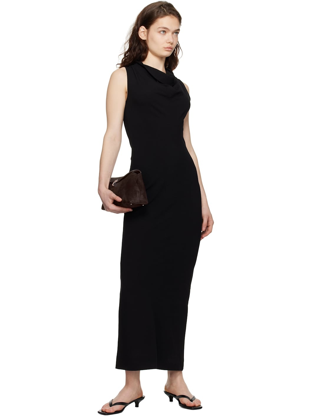 Black Cowl-Neck Maxi Dress - 4