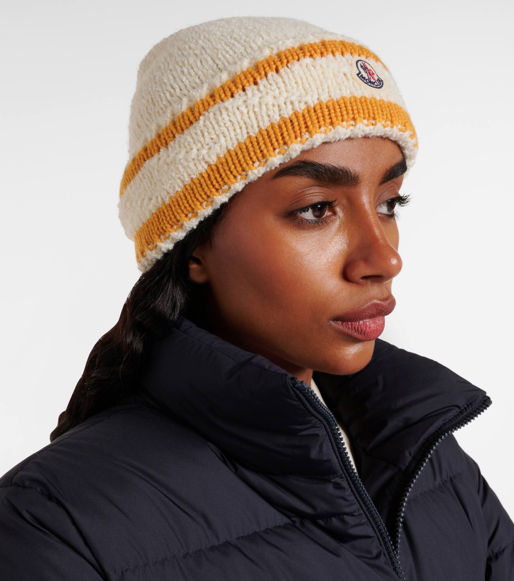 Logo striped wool-blend beanie - 5
