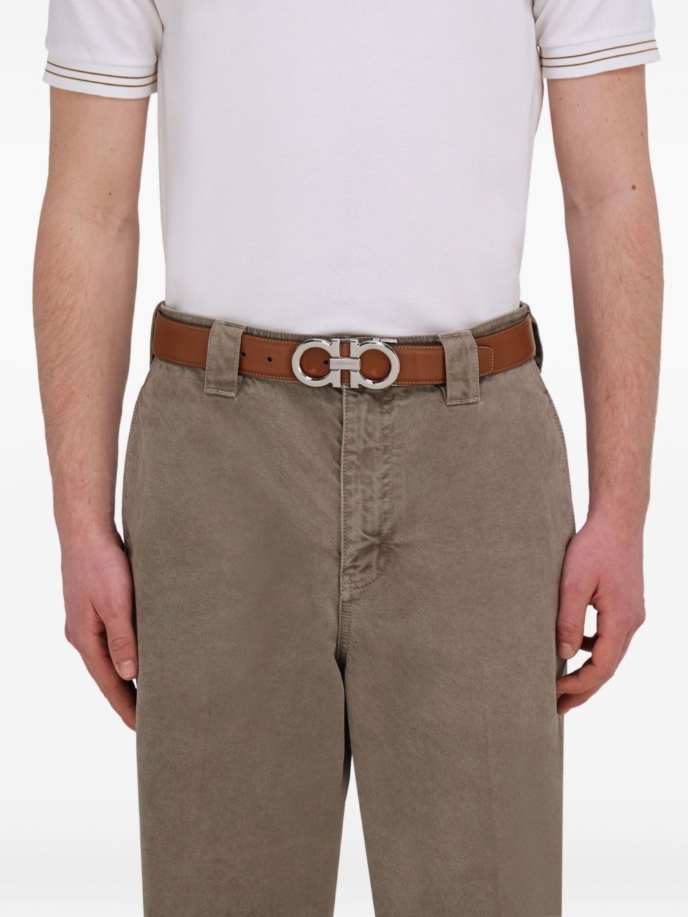 Gancini leather belt - 3
