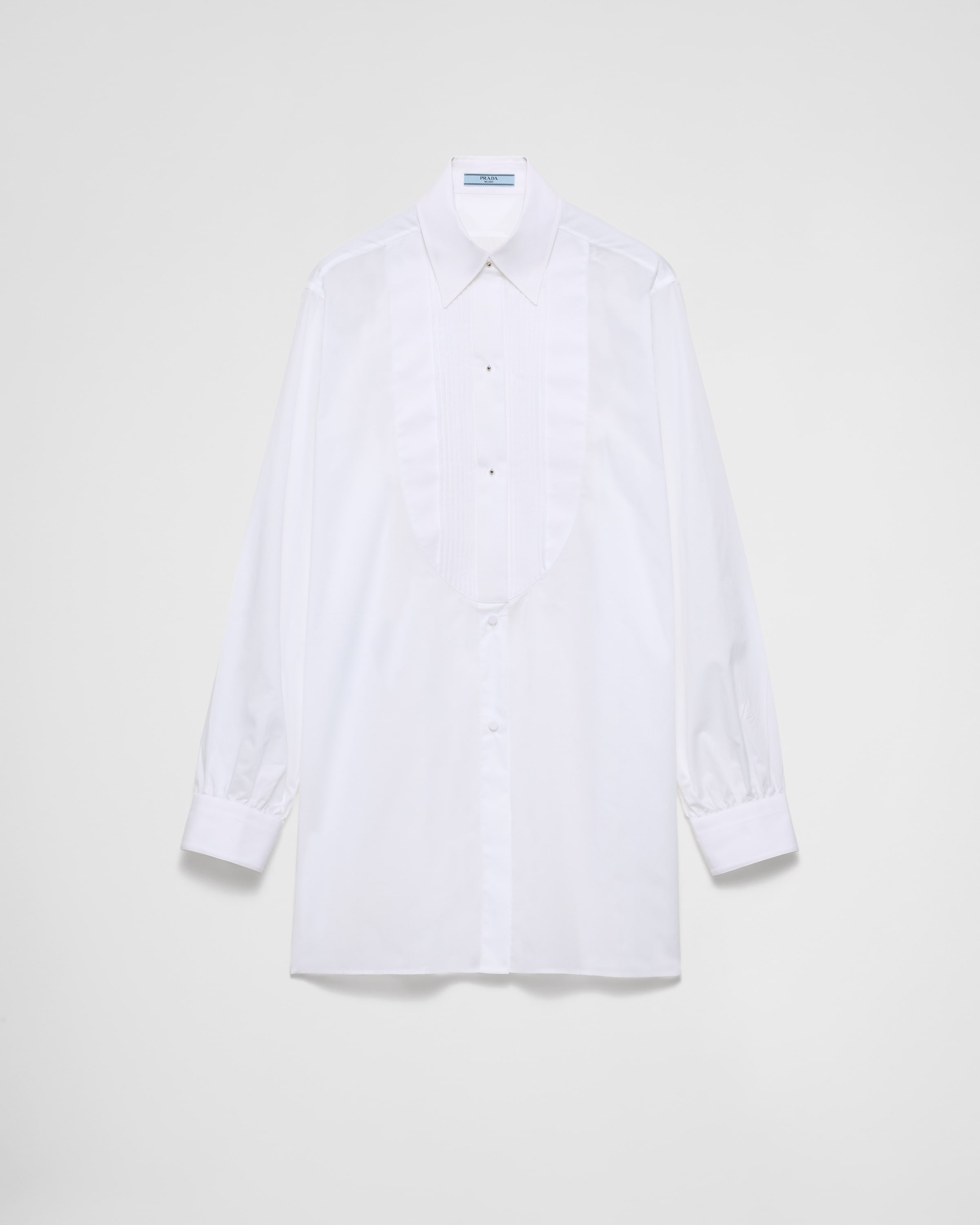 Pleated piqué and batiste shirt - 1