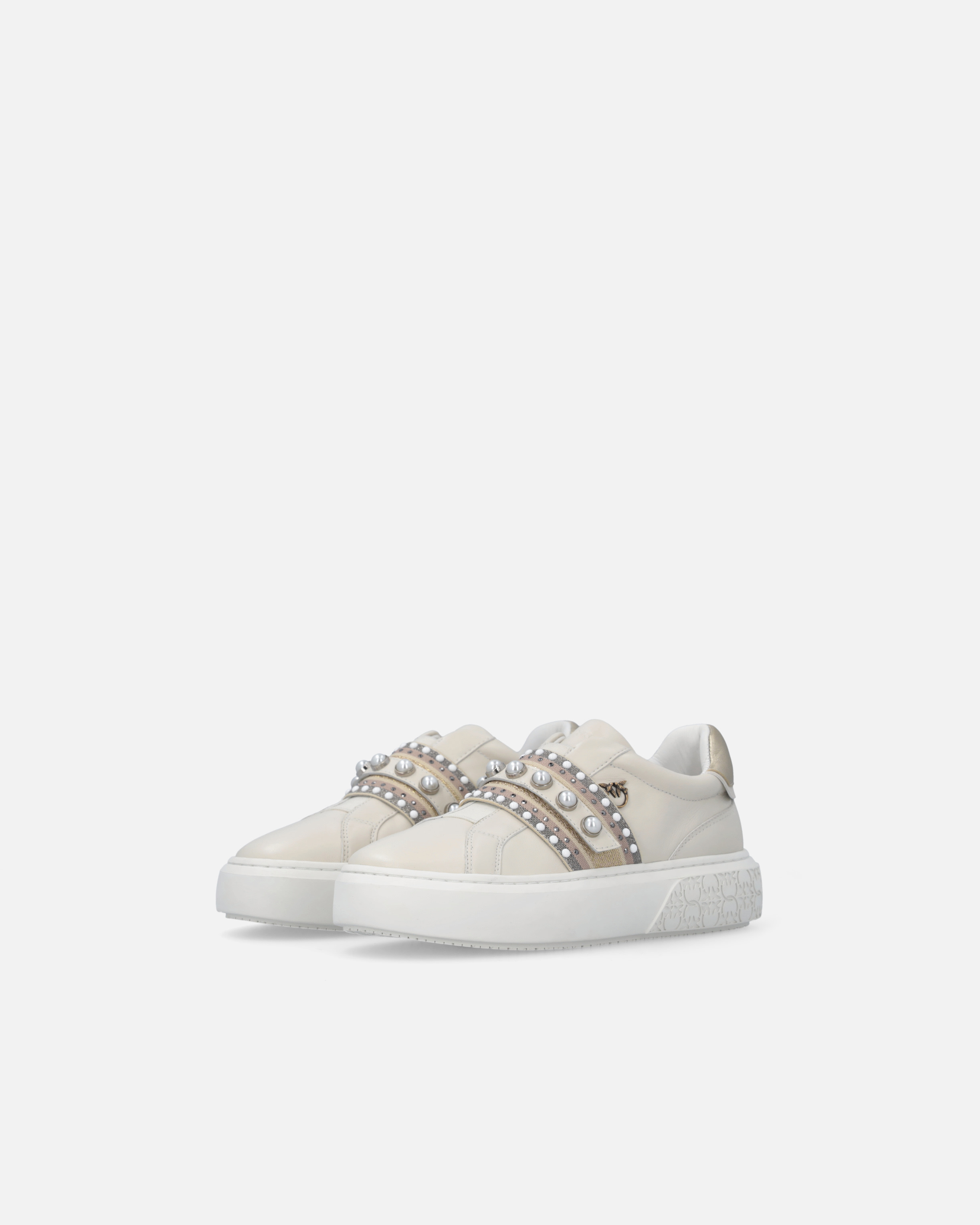 LEATHER SLIP-ON SNEAKERS WITH JEWEL BAND - 6