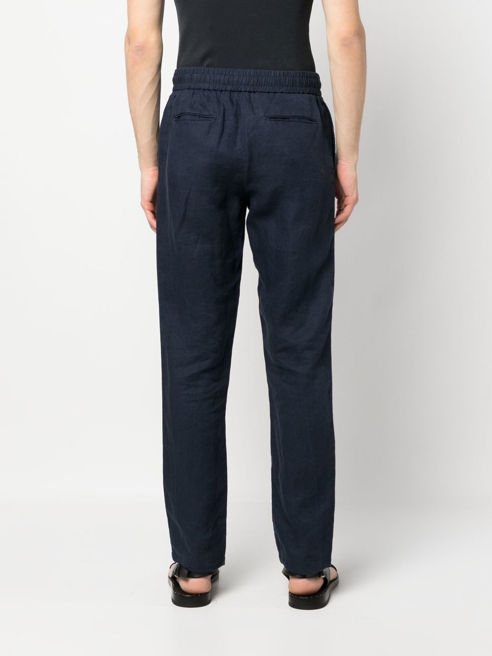 linen straight-leg trousers - 4