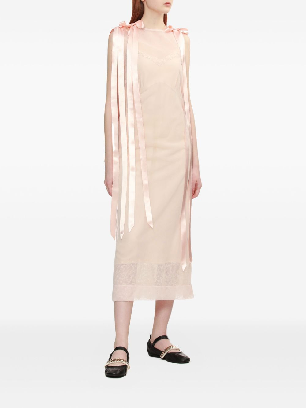 ribbon-lace midi dress - 2