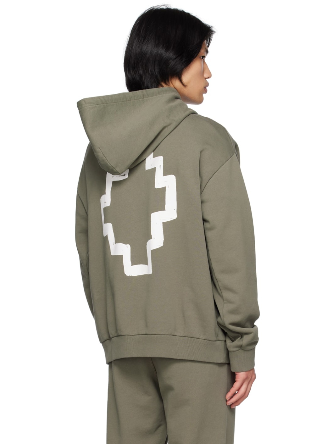 Khaki Tempera Cross Over Hoodie - 3