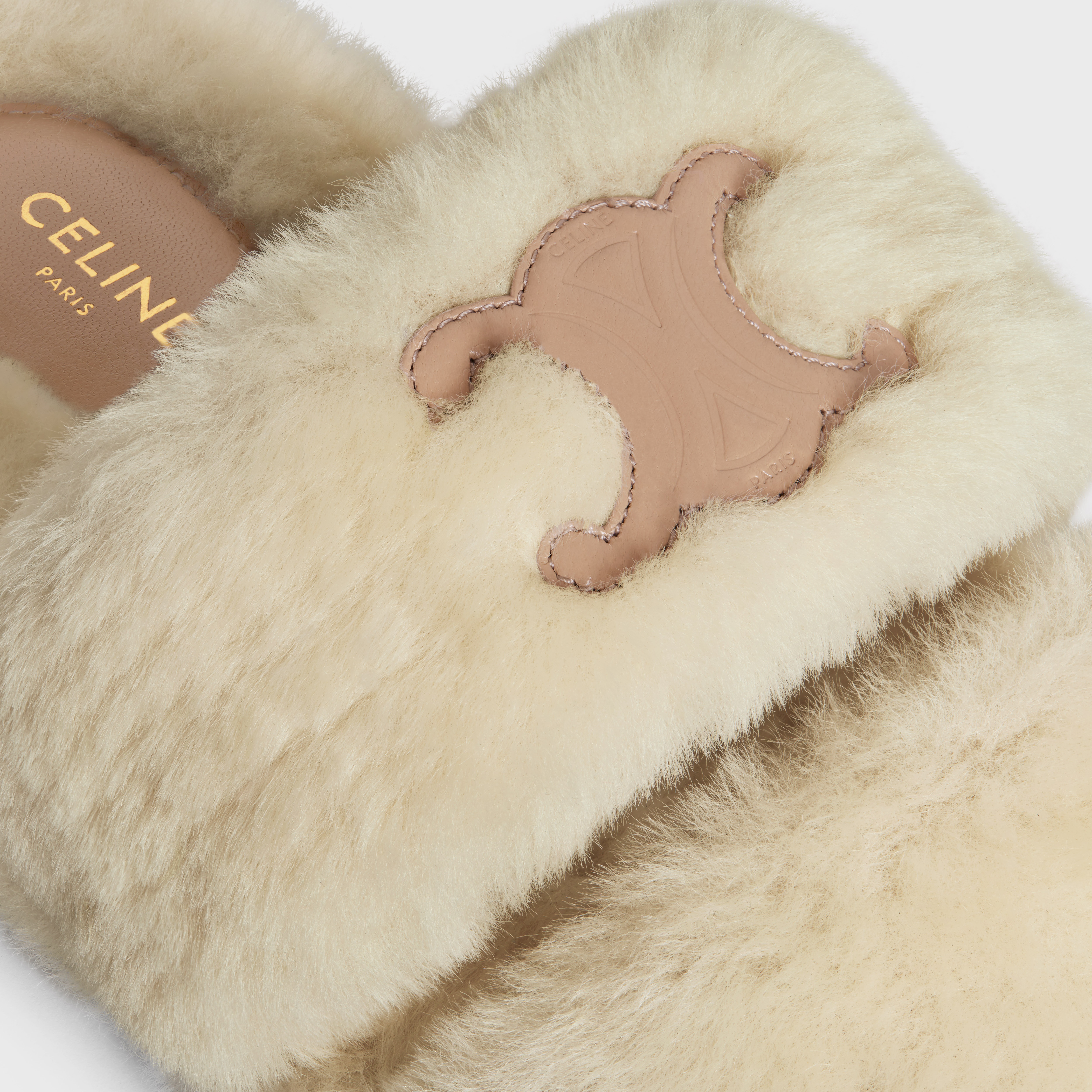 CELINE FUR SLIDES TRIOMPHE in Shearling - 5