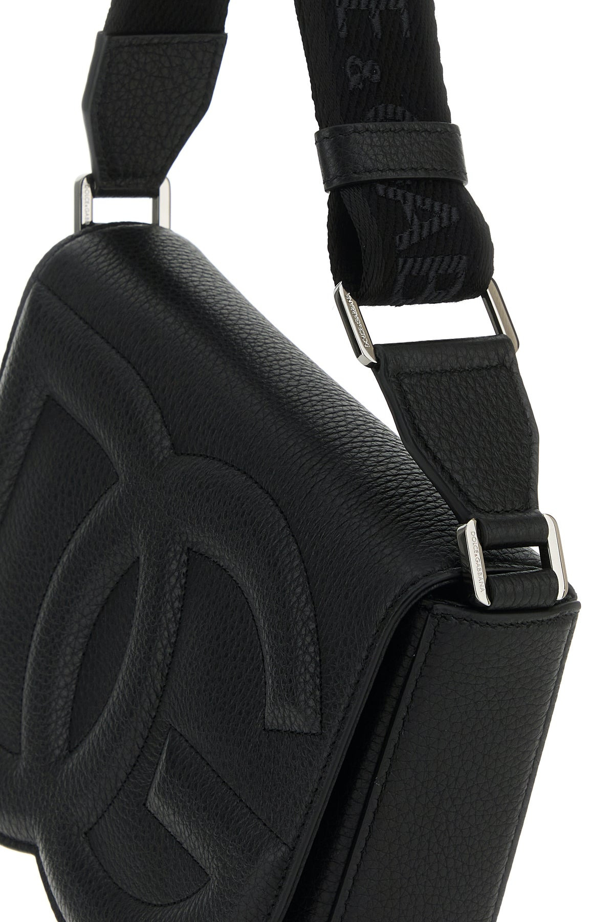 Black leather medium DG Logo Bag crossbody bag - 4