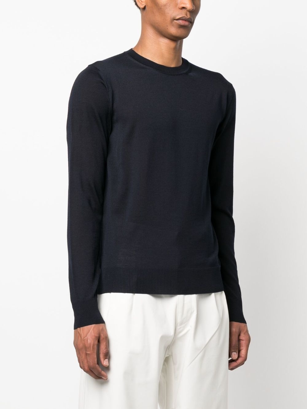 embroidered-logo wool knit sweater - 3