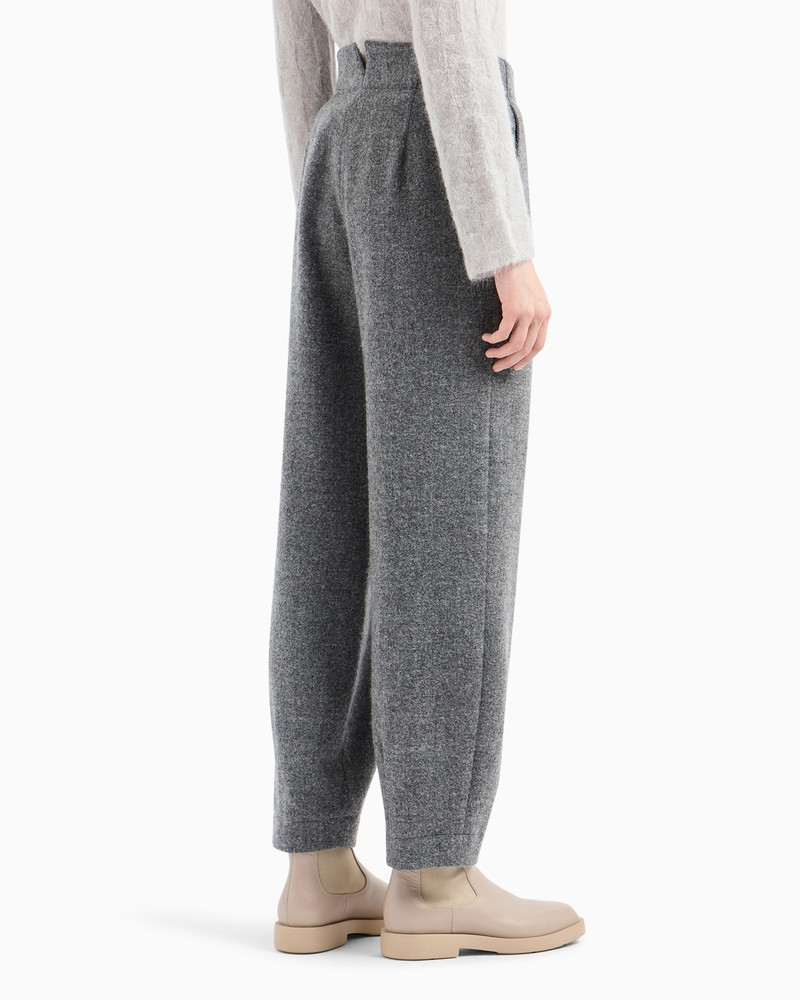 Mélange wool blend flannel trousers with EA embroidery 3