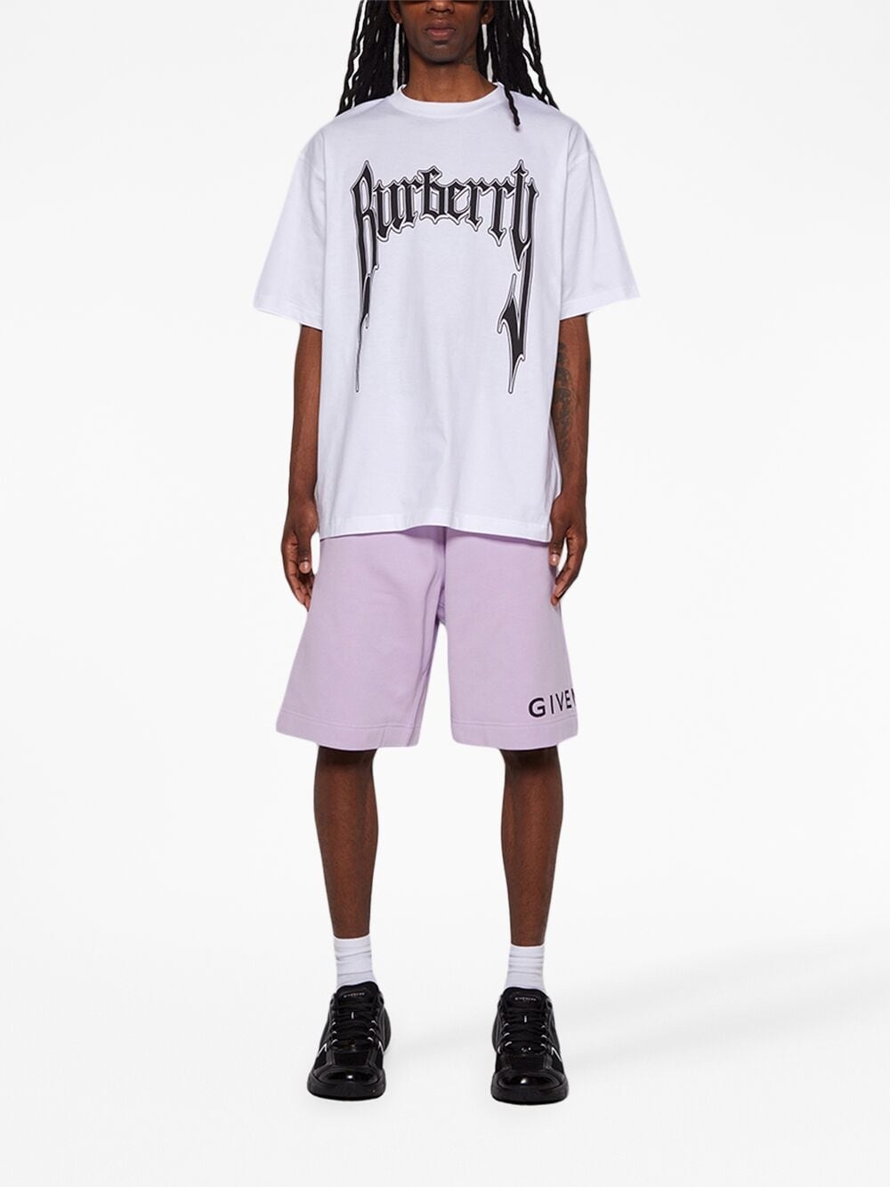 logo-print cotton shorts - 2