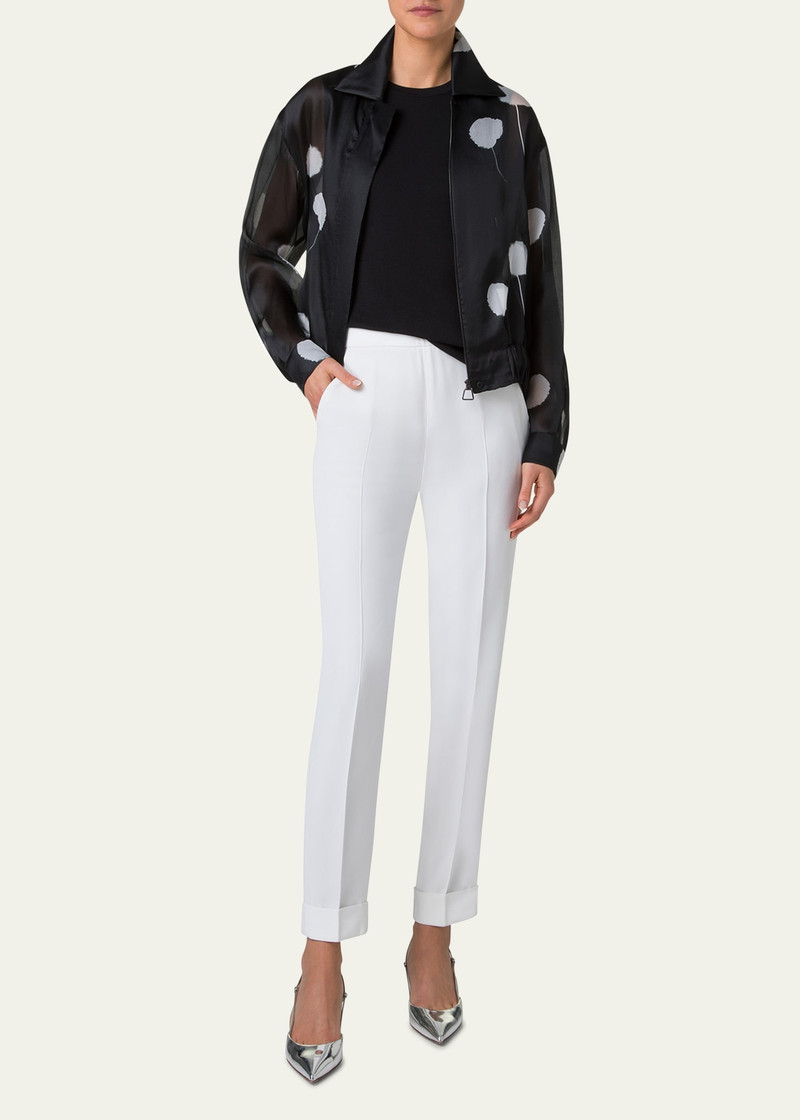 AKRIS Wanda Windflower-Print Silk Crepe Blouson Jacket outlook