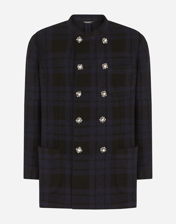 Deconstructed double-breasted checked jersey jacket - 3