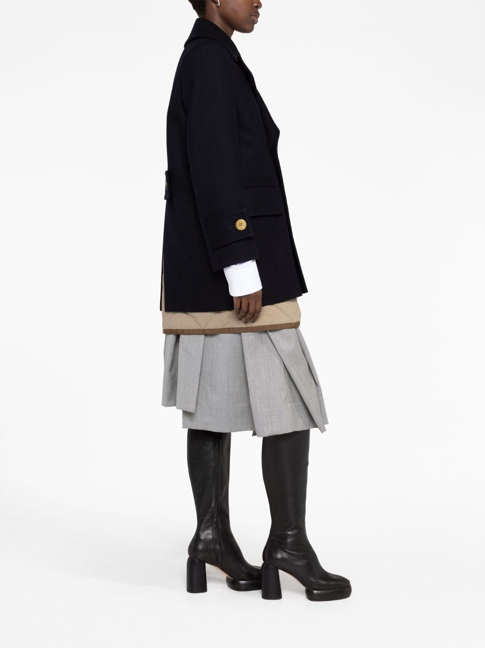 layered double-breasted coat - 6