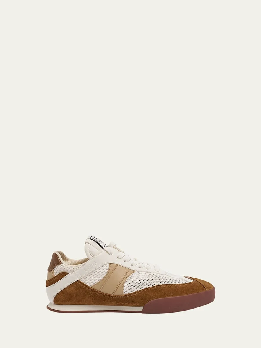 Kick Mesh and Leather Low-Top Sneakers - 1