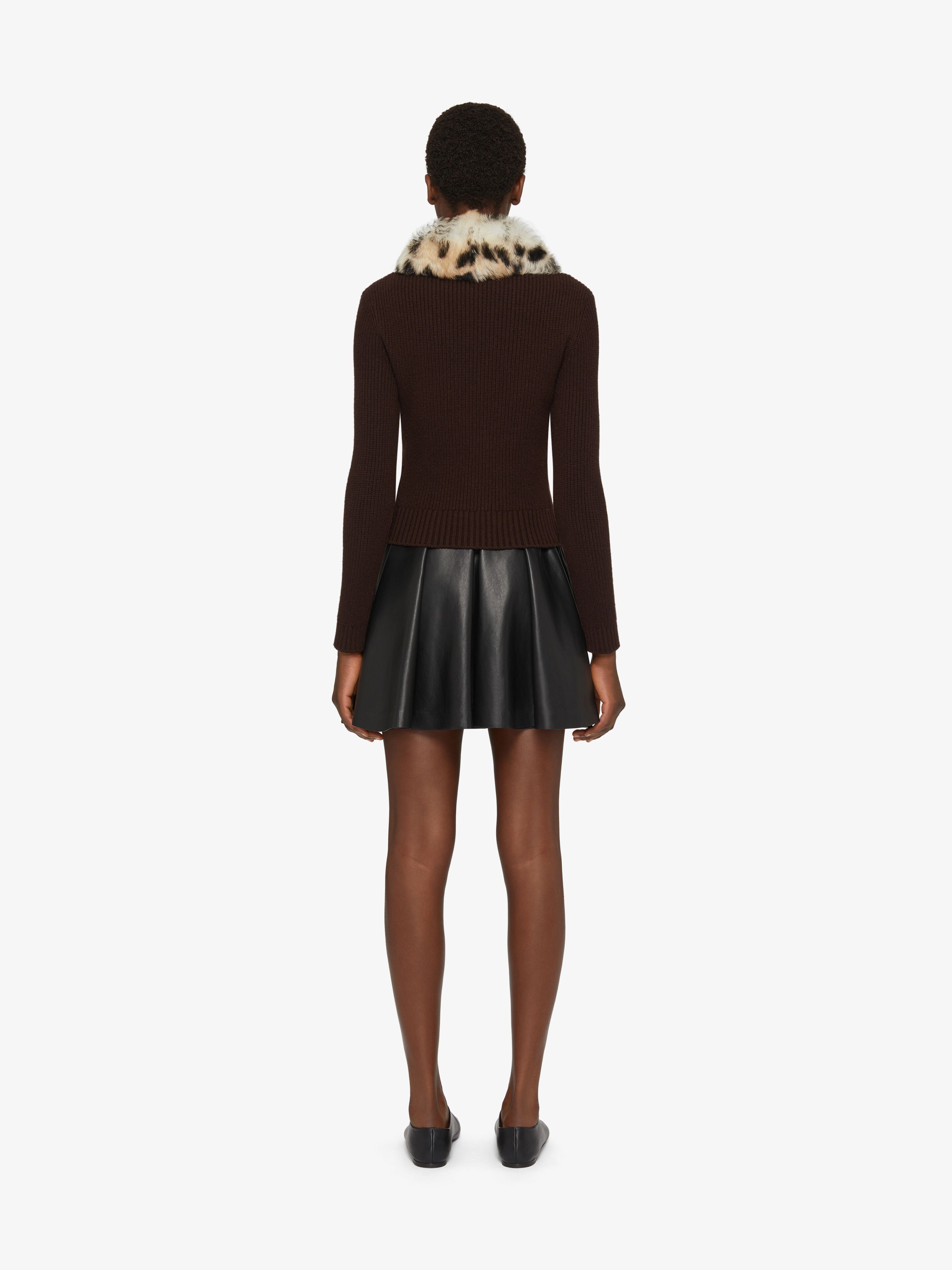 CARDIGAN IN WOOL AND CASHMERE WITH FUR COLLAR - 4