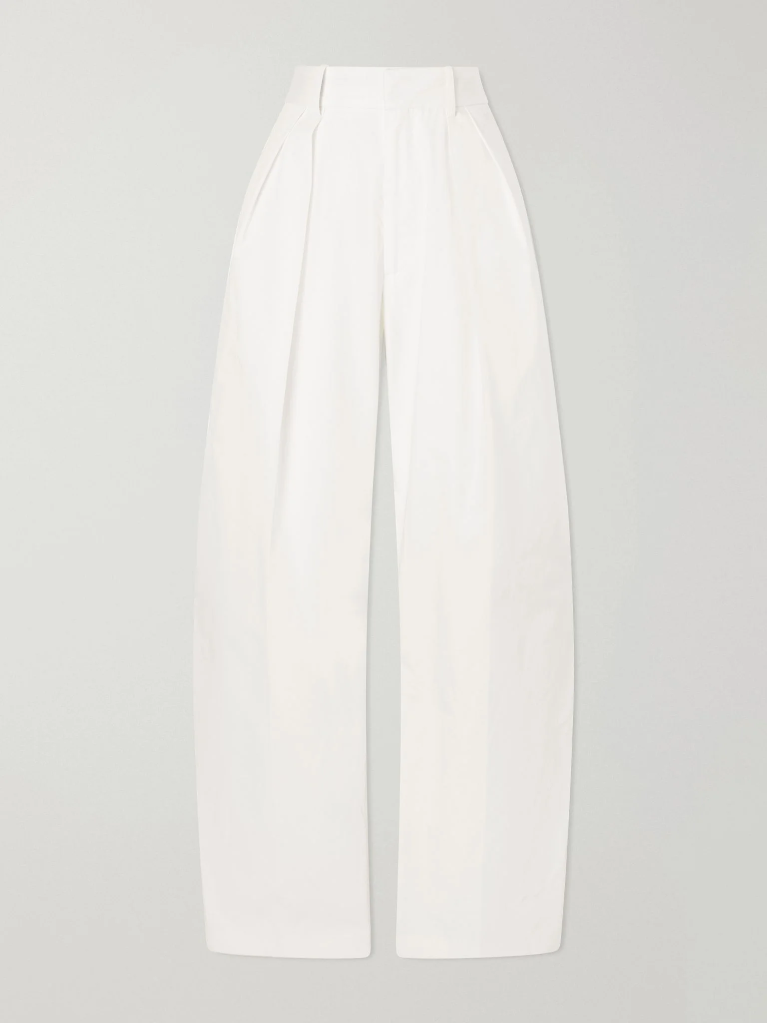 Joel pleated cotton-poplin wide-leg pants Ivory - 1