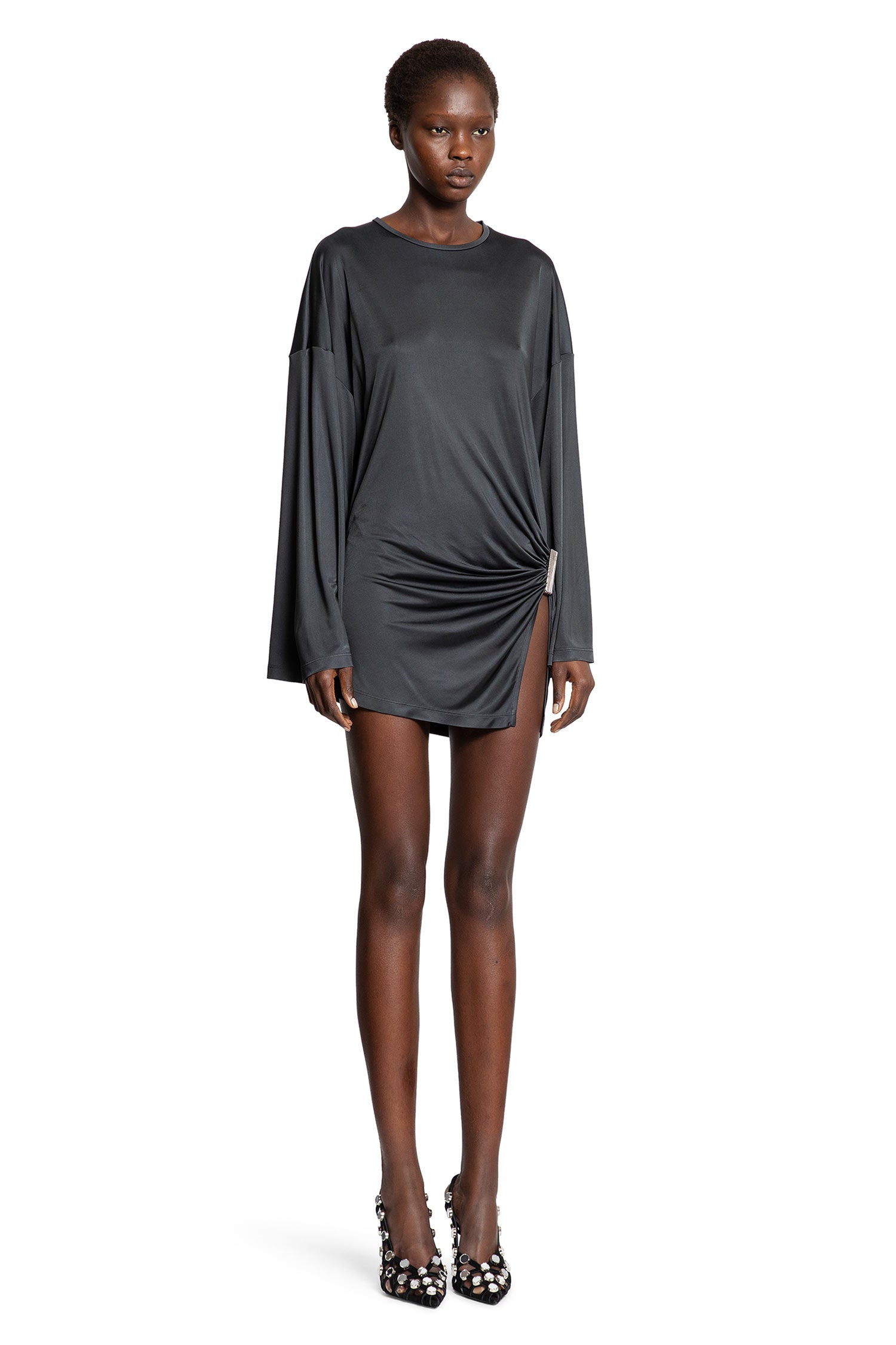Gathered-Viscose-Jersey-Mini-Dress - 2