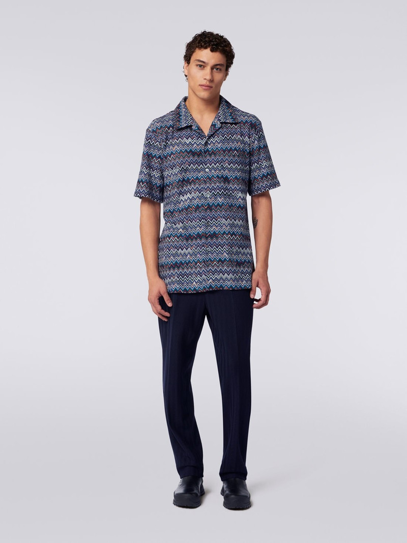 Missoni Short-sleeved bowling shirt in zigzag cotton and viscose outlook