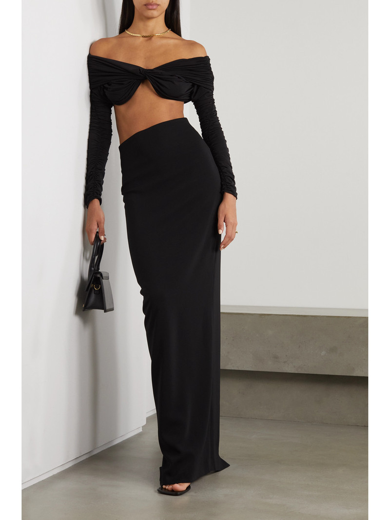 MÔNOT Off-the-shoulder Cropped Twisted Ruched Stretch-jersey Top outlook