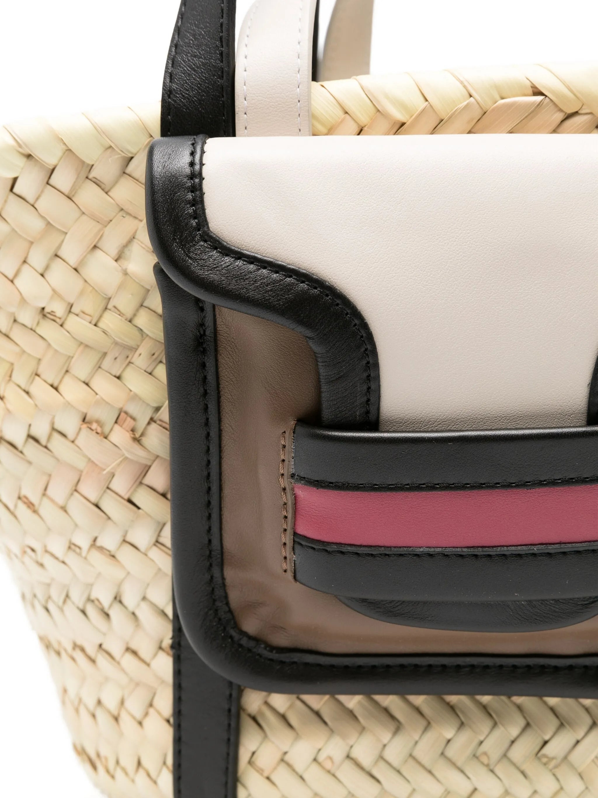 Pierre Hardy Medium Raffia Leather-pocket Tote Bag - 5