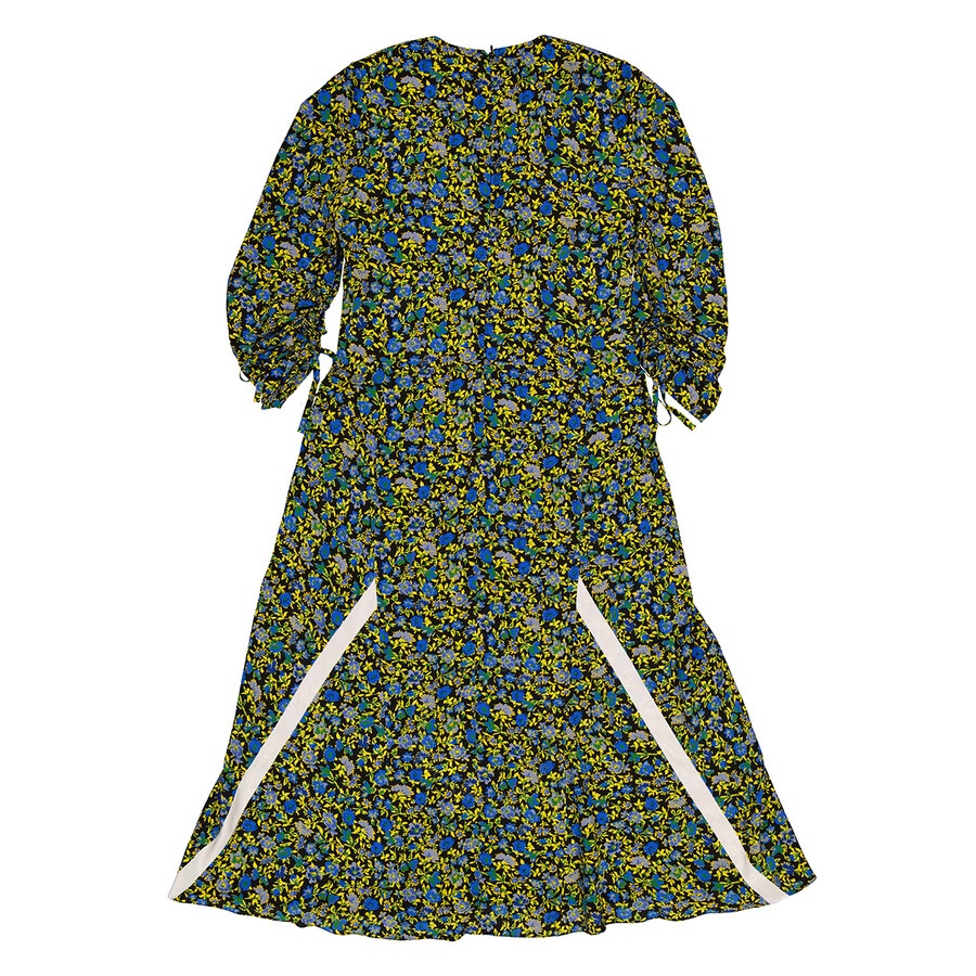 Victoria Beckham Ladies Black / Yellow / Blue / Green Floral-print Long Dress - 2