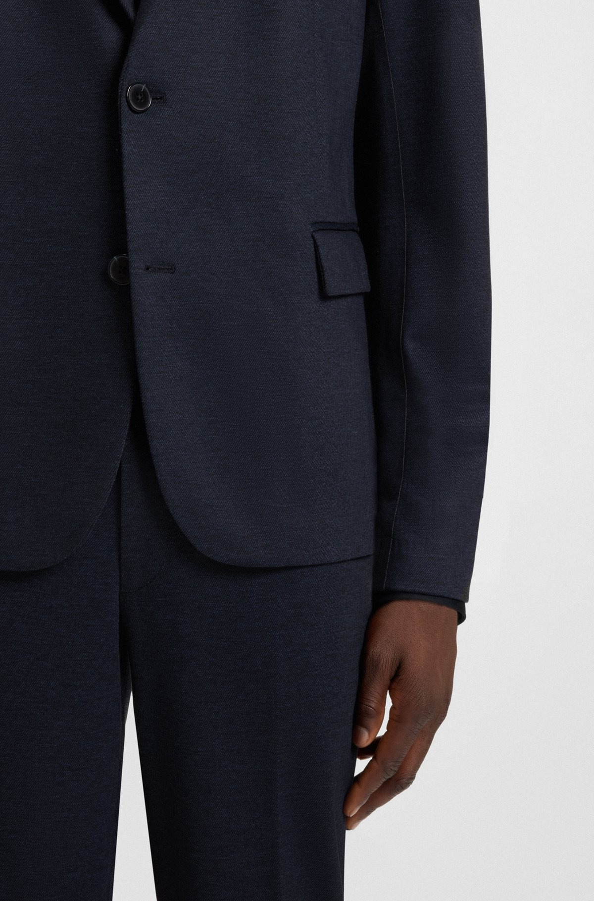 SLIM-FIT BLAZER IN TWILL-PRINT JERSEY - 6