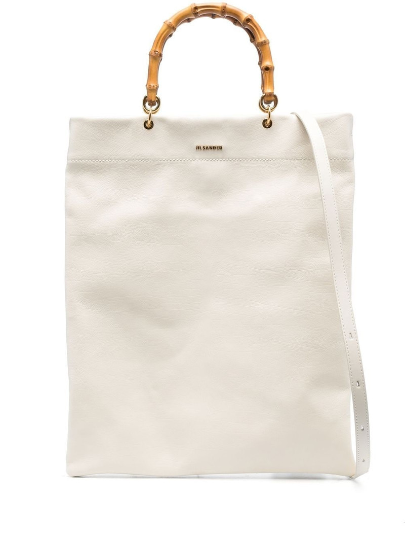 bamboo-handle leather tote bag 1