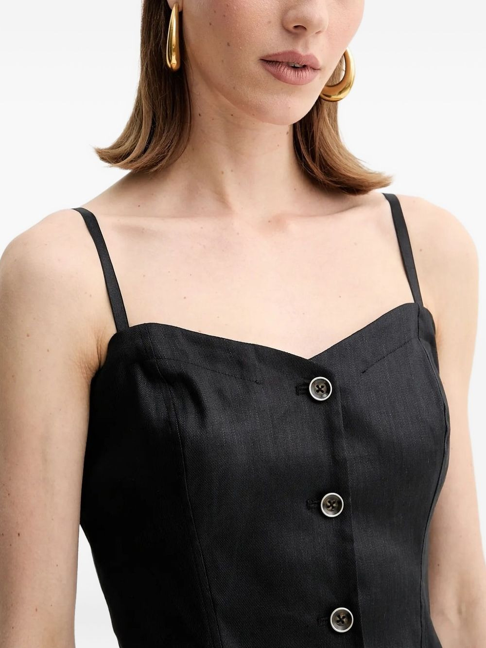 buttoned-front linen-blend top - 3
