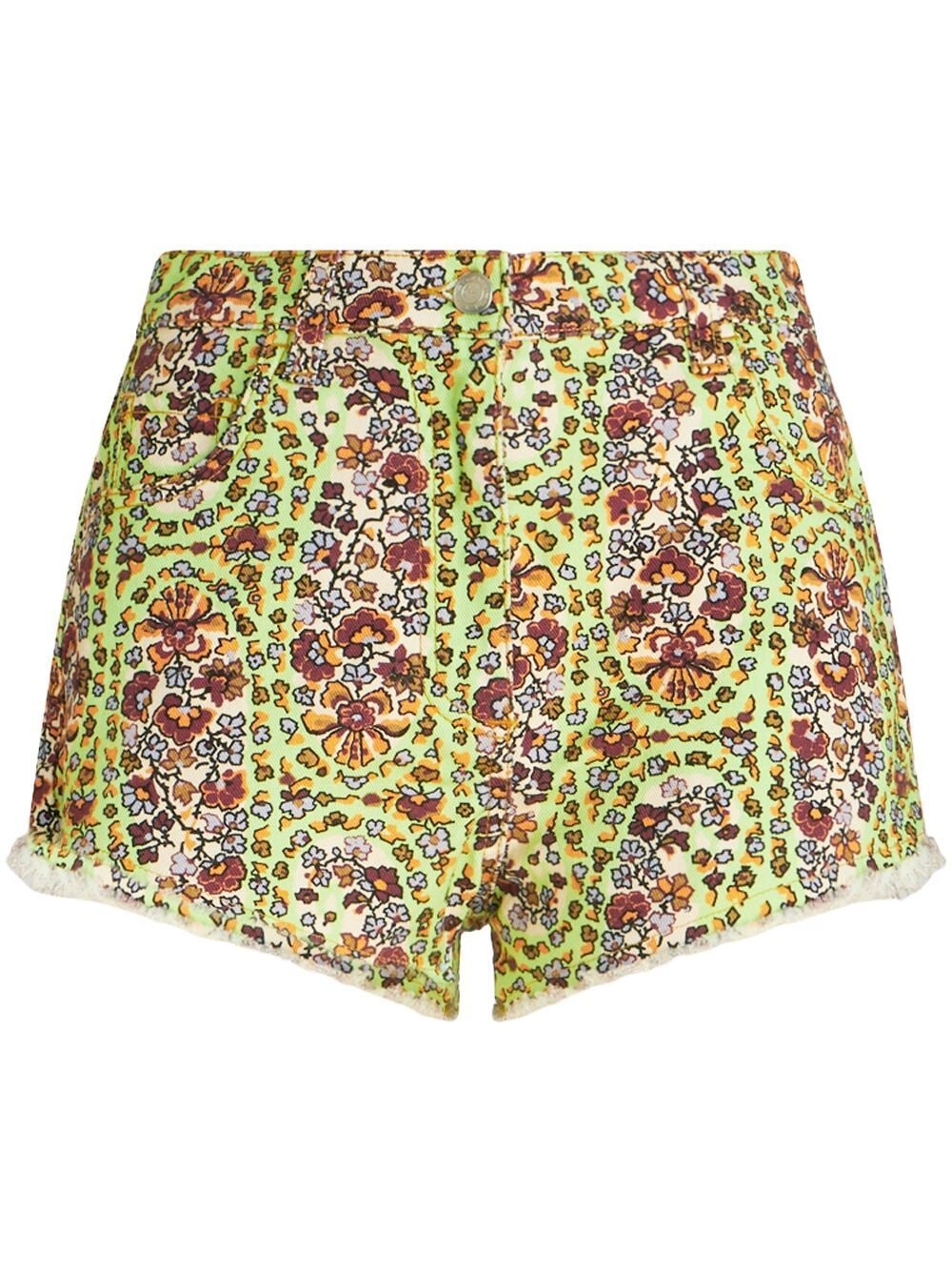 paisley-print denim shorts - 1