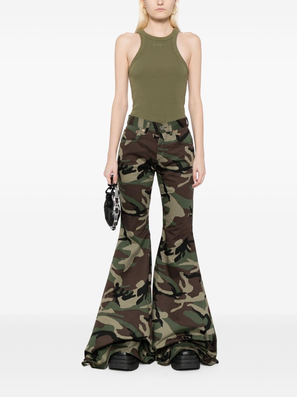 camouflage-print flared trousers - 2