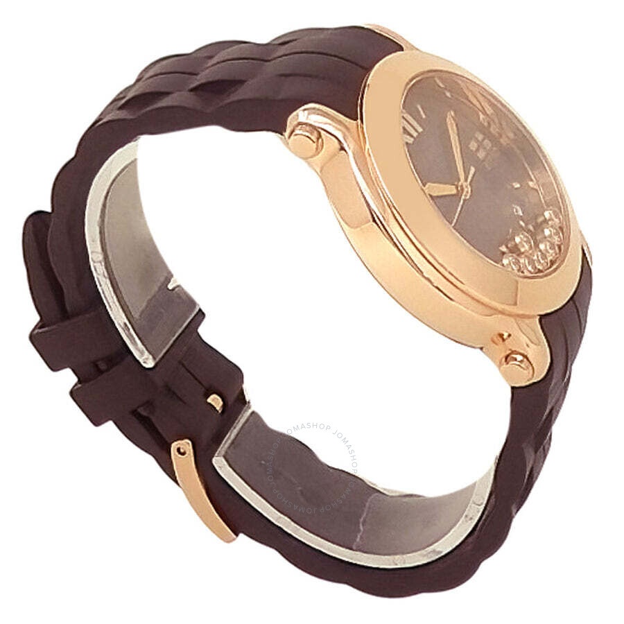 Pre-owned Chopard Happy Sport Ed.2 Brown with 7 floating diamonds Dial Ladies Watch 277471-5012 - 3