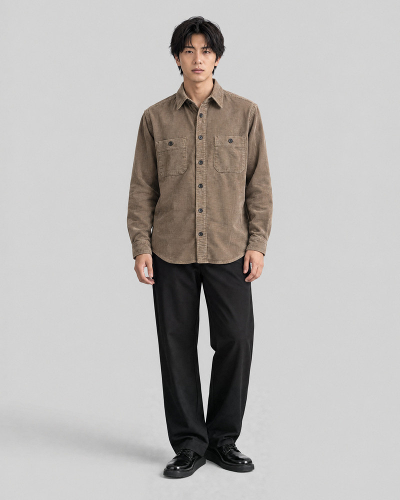 TAUPE CORDUROY SHIRT - 1