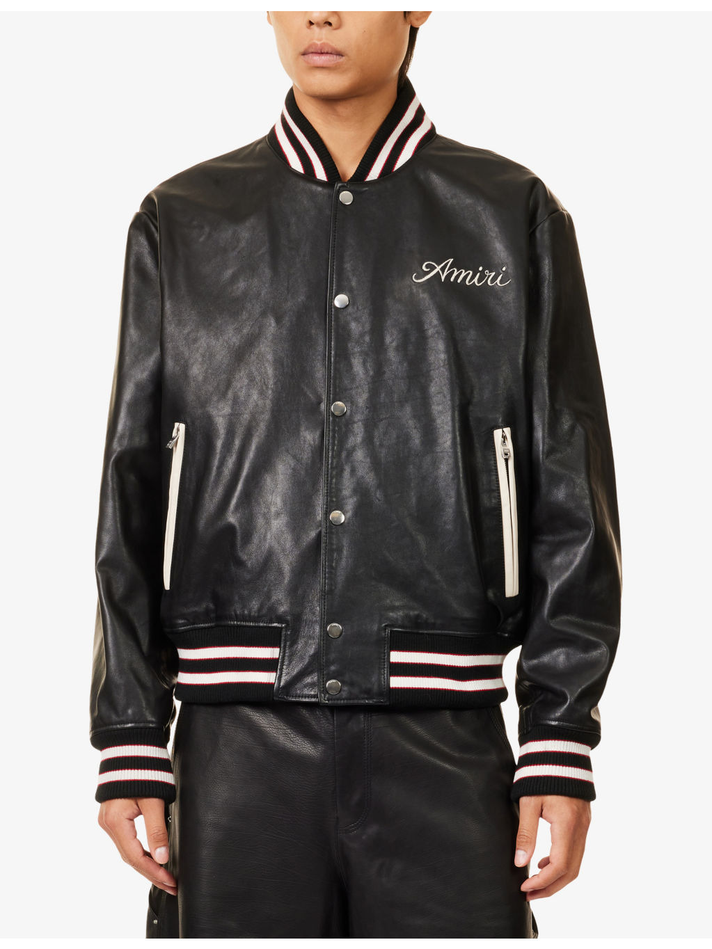 Club Amiri Leather Varsity Jacket - 3