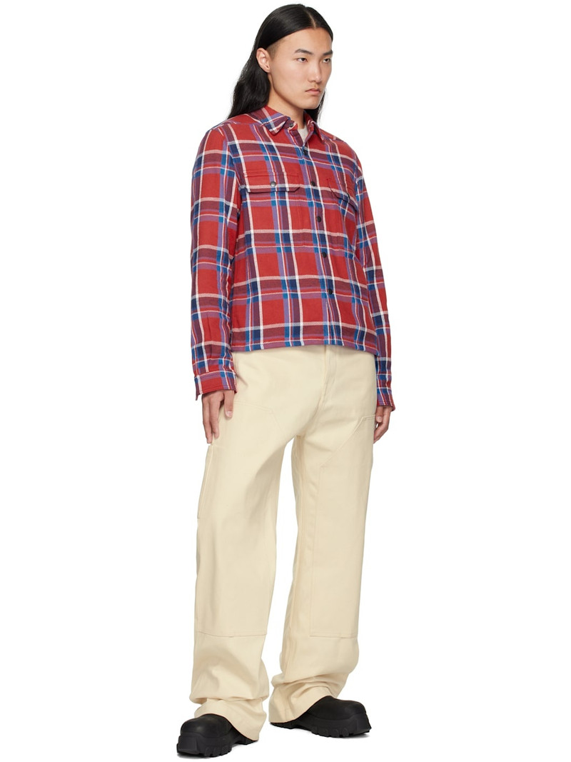 Rick Owens DRKSHDW Red & Navy Hollywood Cropped Overshirt outlook