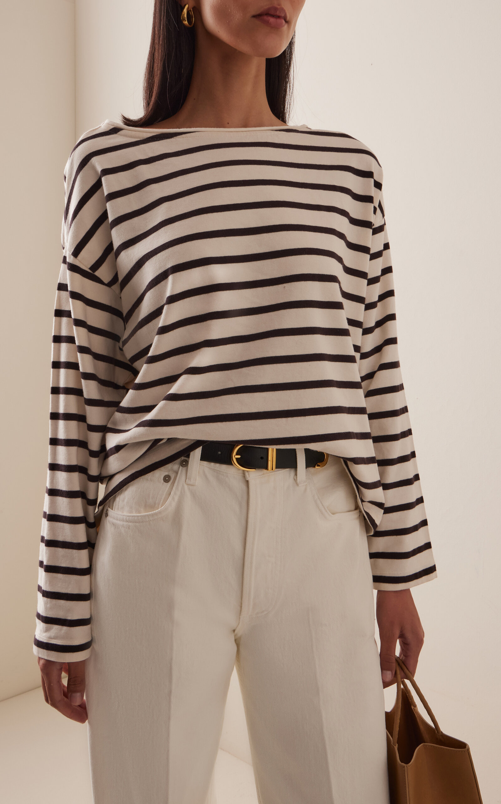 Striped Cotton-Jersey T-Shirt brown - 3