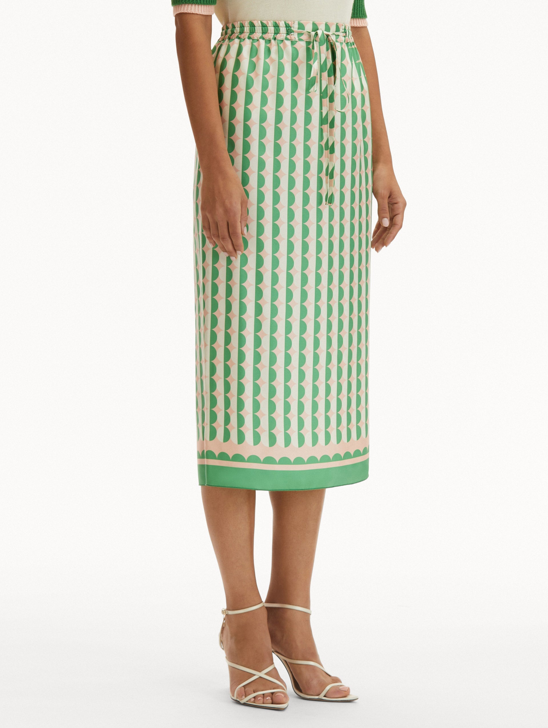GEOMETRIC CIRCLE SILK TWILL SKIRT - 5