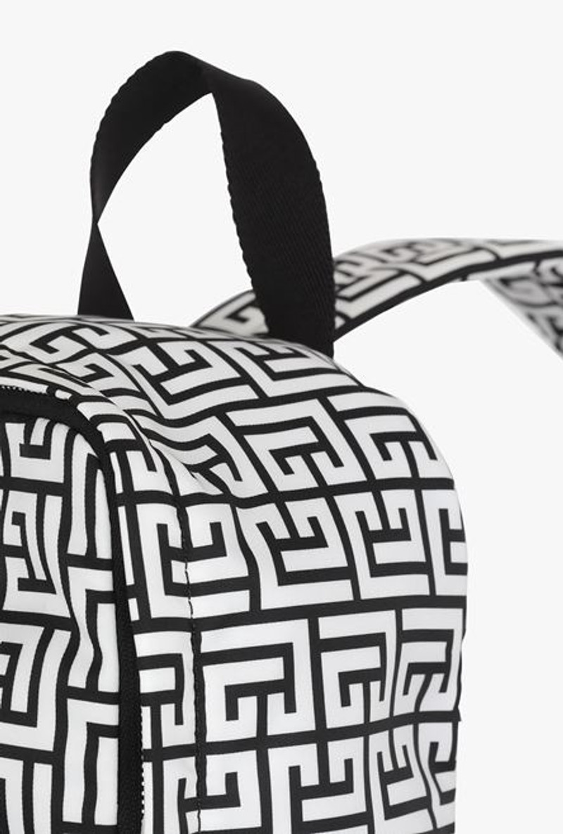 Bicolor white and black nylon City crossbody backpack 8