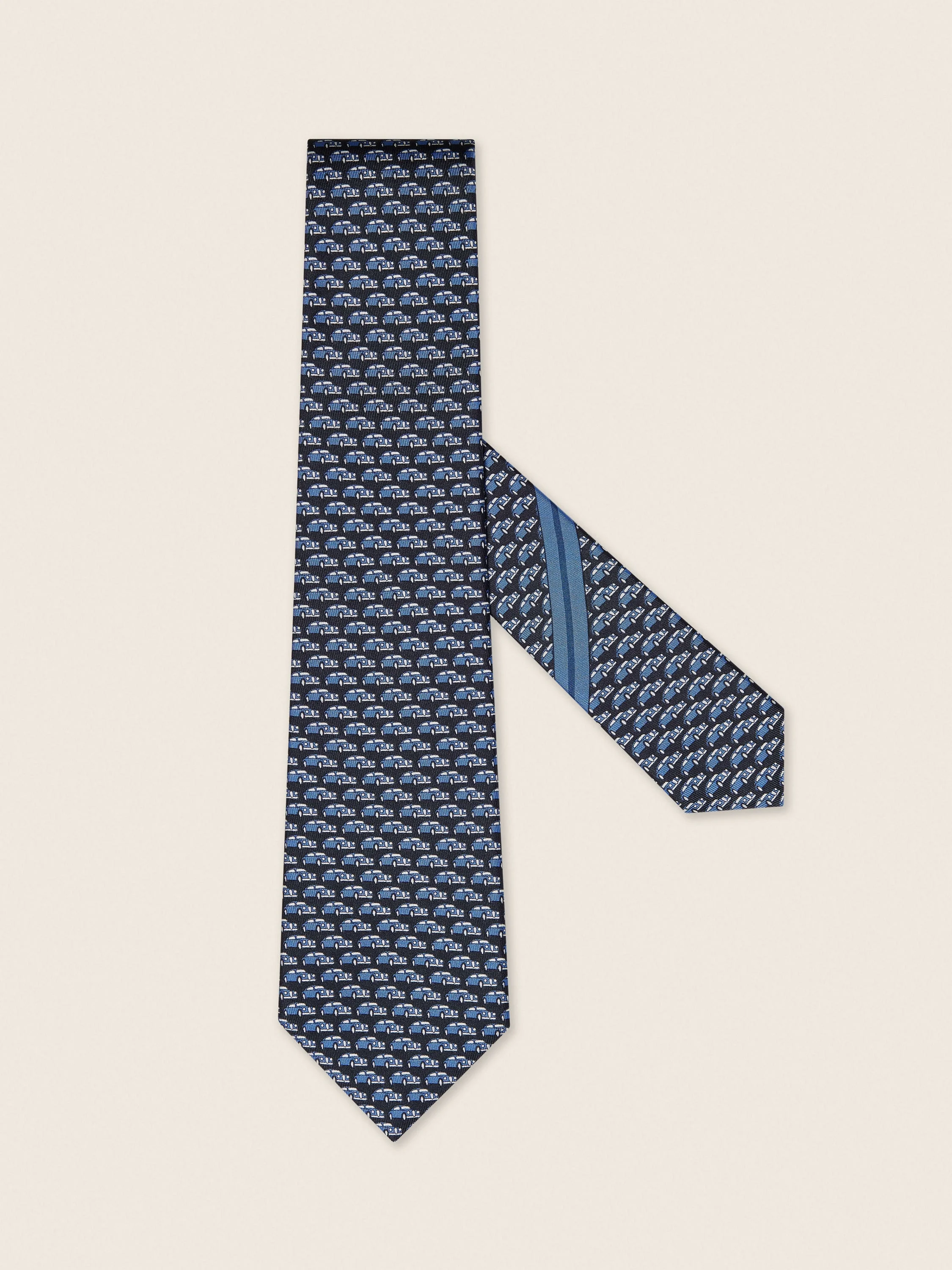 NAVY BLUE SILK TIE - 1