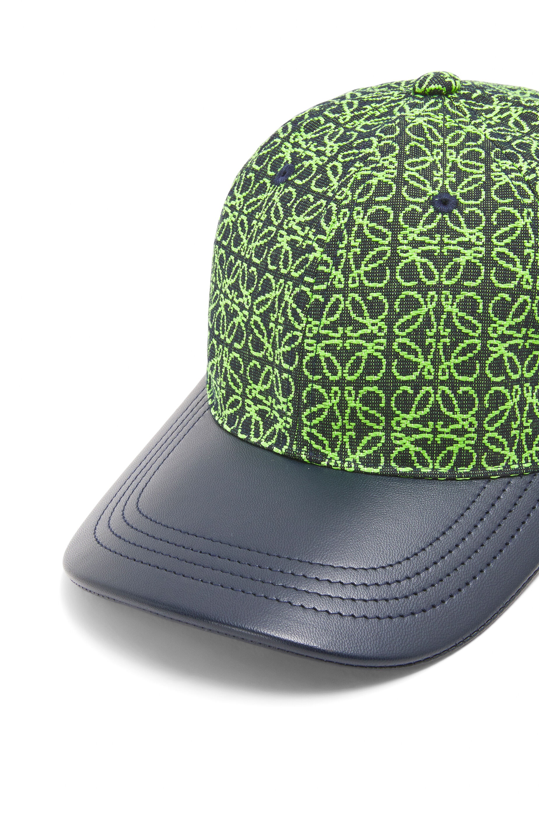 Anagram cap in jacquard and calfskin - 5