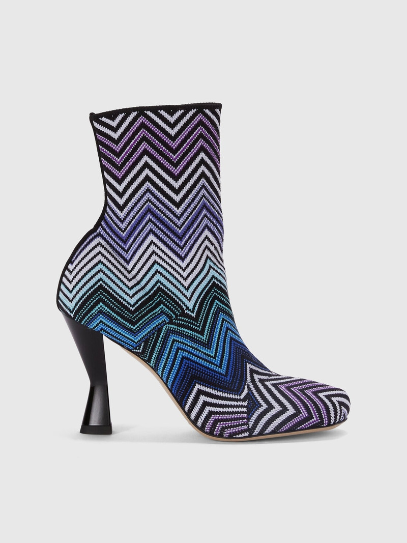 Ankle boots in zig zag fabric with culture heel 1