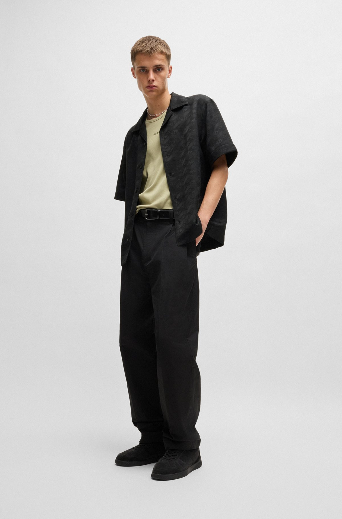 OVERSIZE-FIT SHIRT IN GEOMETRIC-LOGO JACQUARD - 4