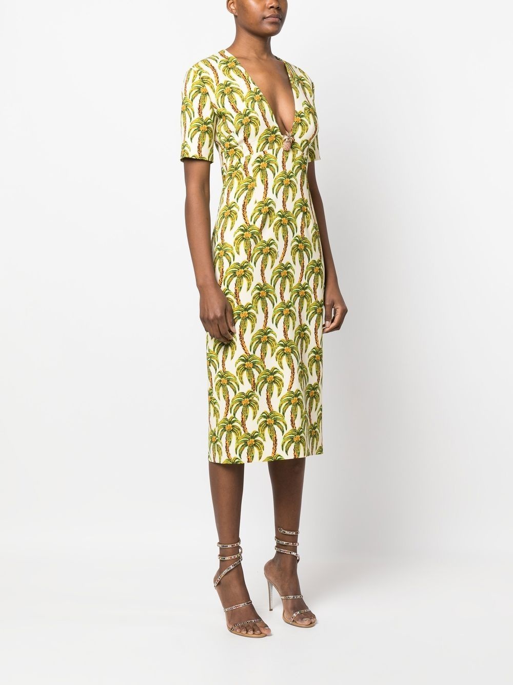 palm tree-print midi dress - 3