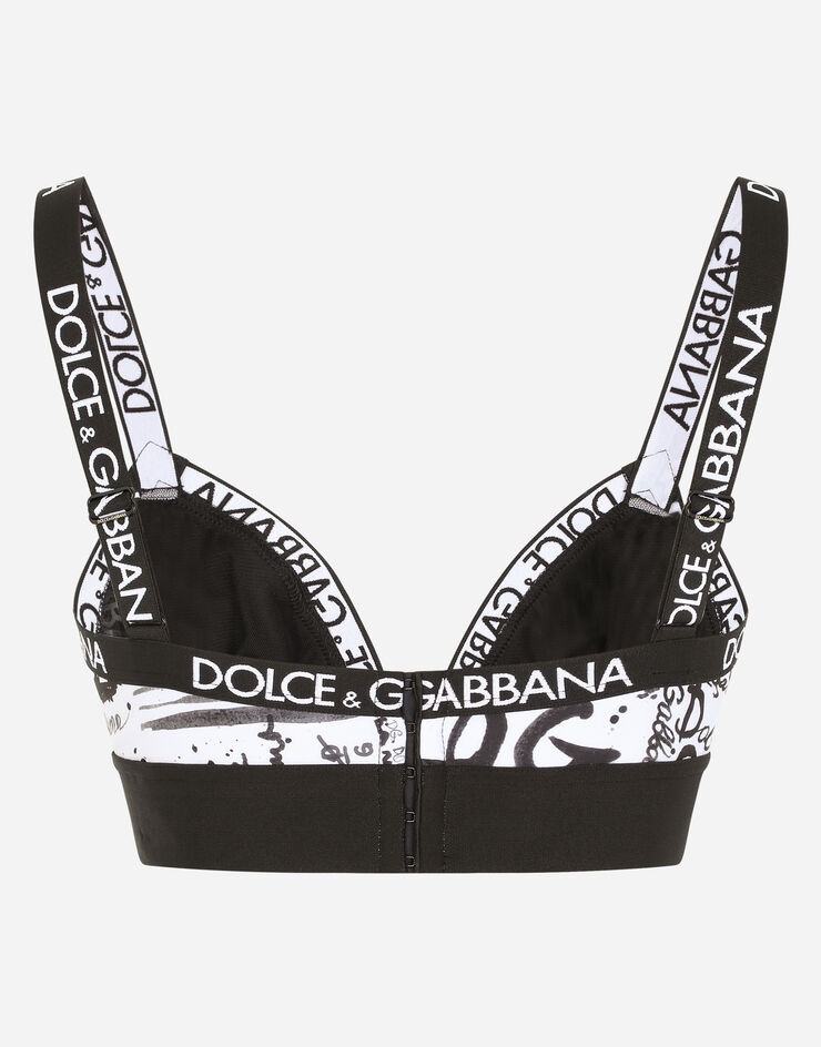 Jersey triangle bra with DG graffiti print and branded elastic - 3