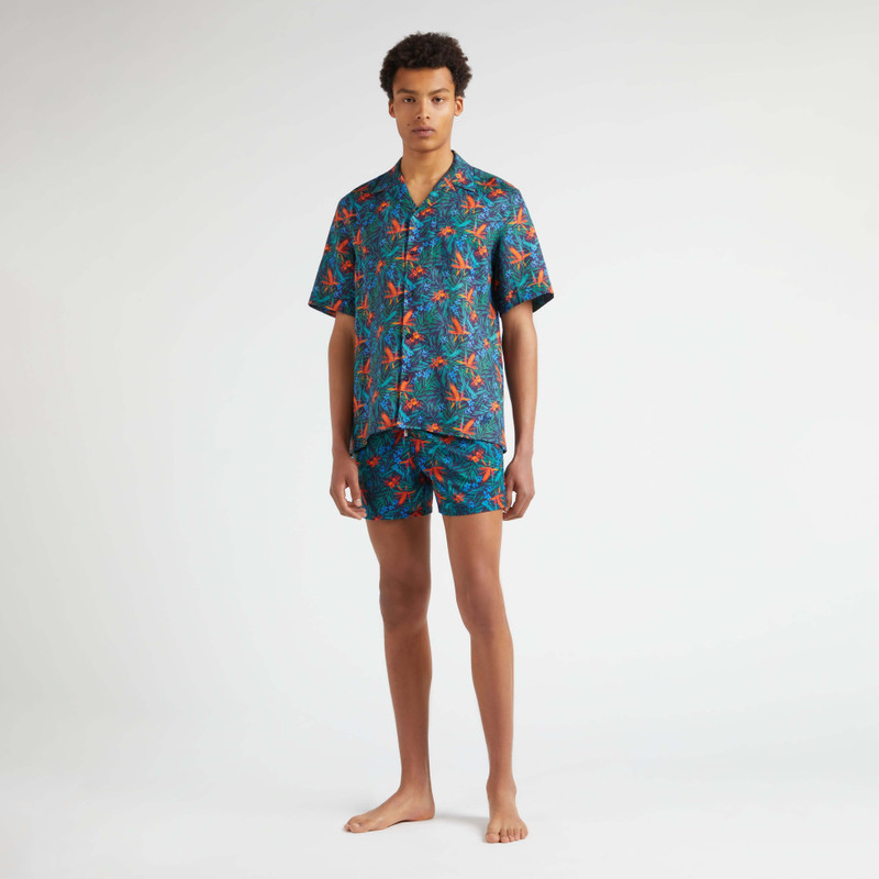 Vilebrequin Men Linen Bowling Shirt Tropical Flowers outlook